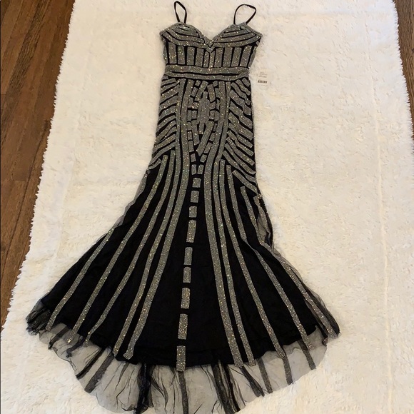 Glitterati beaded black gown GL 220 black/silver mermaid gown,2, glamour, chic - Picture 2 of 8